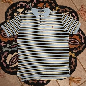 🔥🔥Vintage Polo by Ralph Lauren Striped Shirt - Light Blue, Navy, Yellow Size M